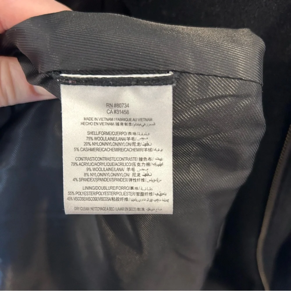 BCBGMaxAzria Black Pea Coat with High Collar